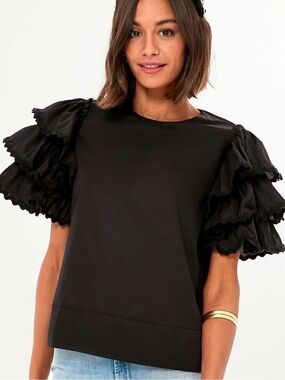 Harshman Juliette blouse Black Ruffle Sleeve Women's Top